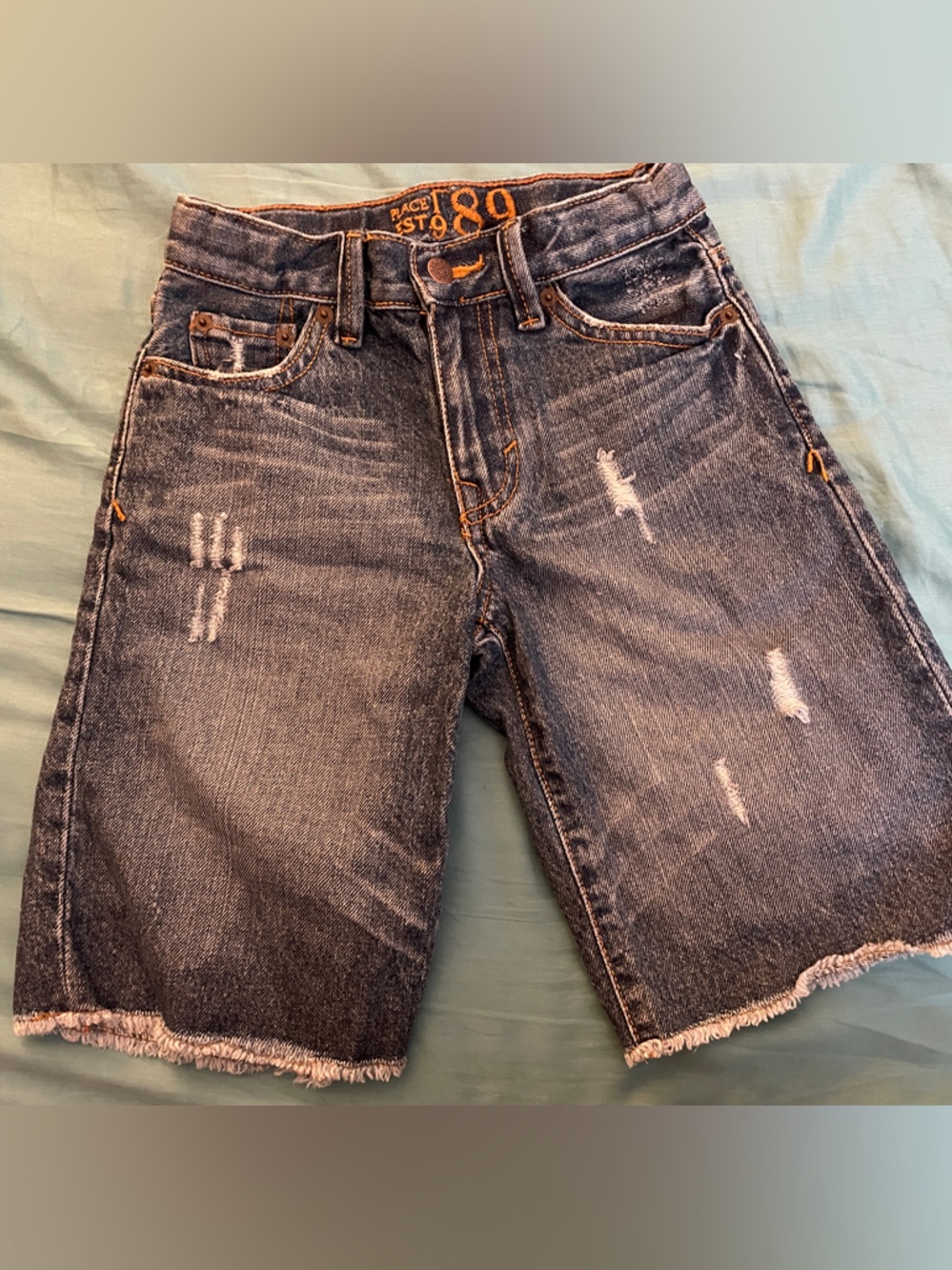 NWT The Children's Place Boy Relaxed Dark Blue Distressed Denim Shorts Sz 6